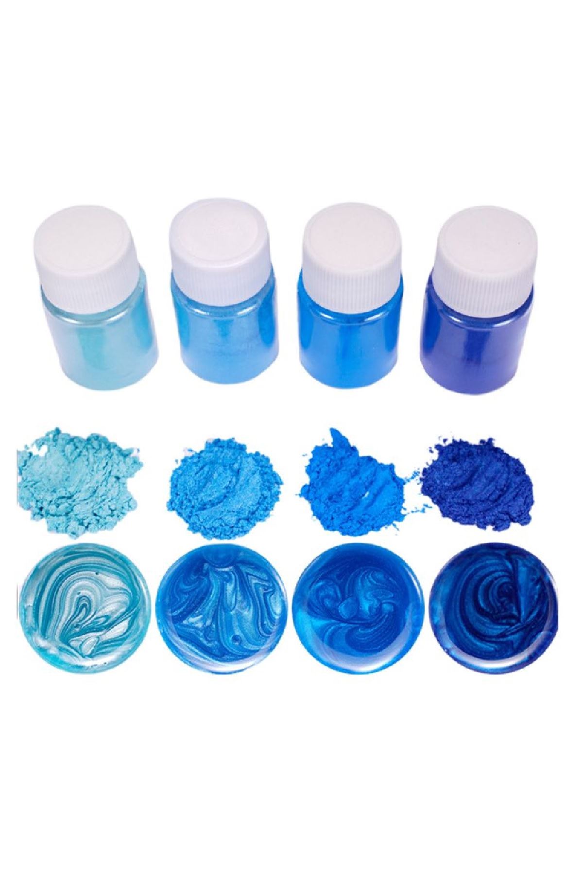 Brtr 4 Renk Mavi 10gr x 4 Sedefli Epoksi Metalik Toz Pigment Seti